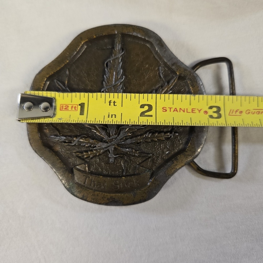 Thai Stick Cannabis Marijuana Hippie 1970s La Venta Vintage Belt Buckle Brass - Picture 5 of 9